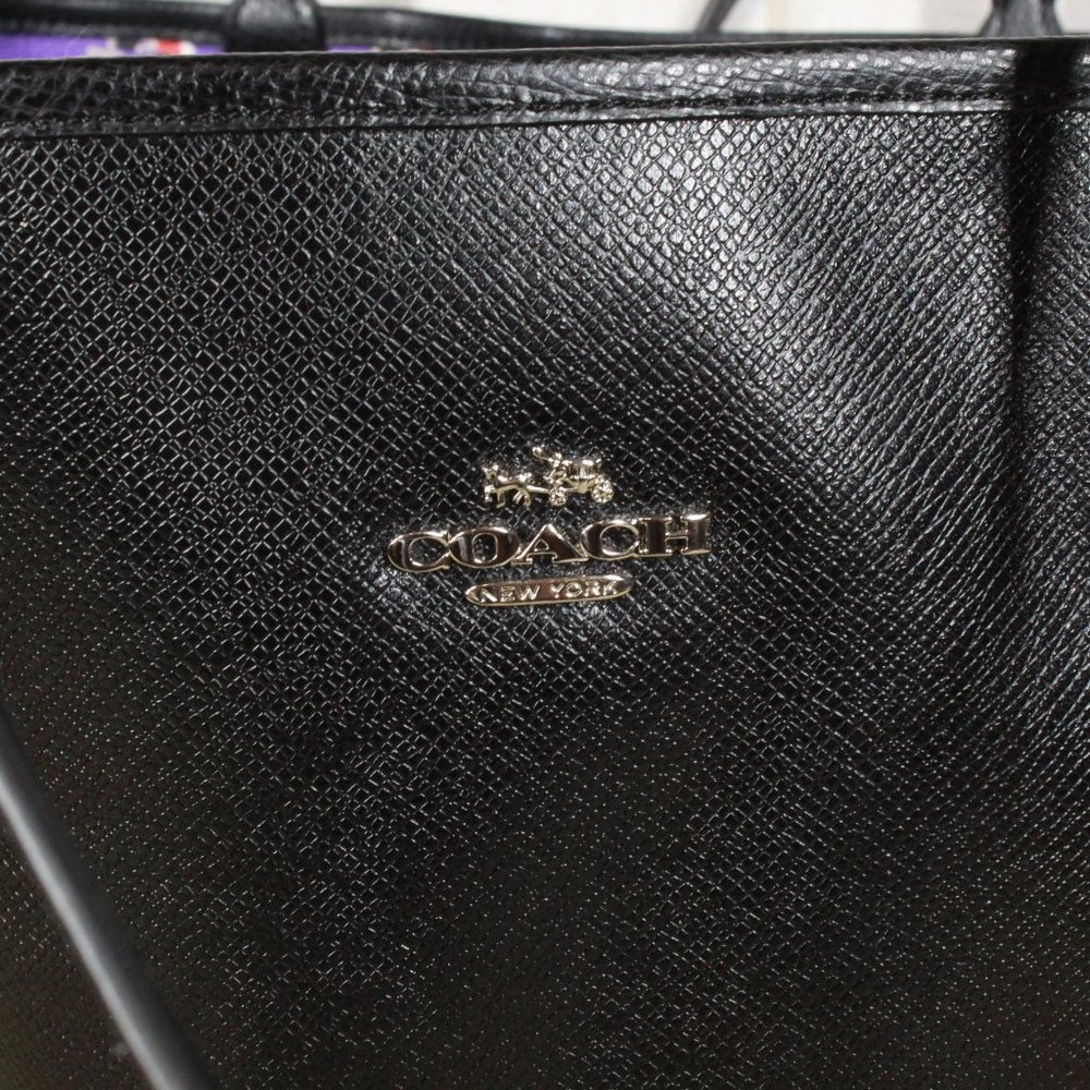 Coach Purple Floral Tote with Black Trim and Wristlet - Picture 14 of 14